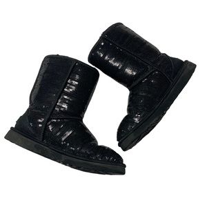 Ugg Classic Short Sequin Boots Black Sz 7